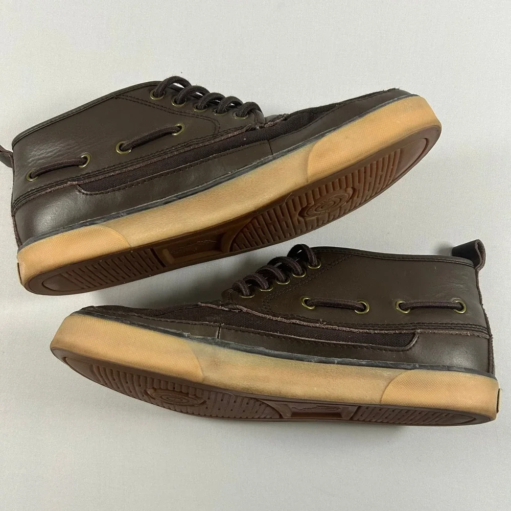 Polo Ralph Lauren Shoes Parkstone Mid Mens‎ 9D Brown Leather Canvas Duck Boots